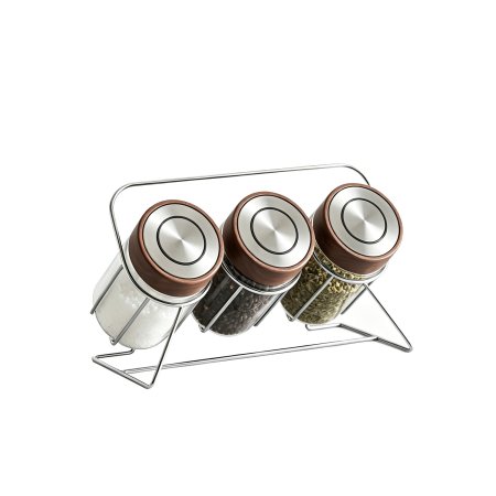 Space Saving Slanted Metal Holder Glass Spice Jam Snack Jars Wholesale