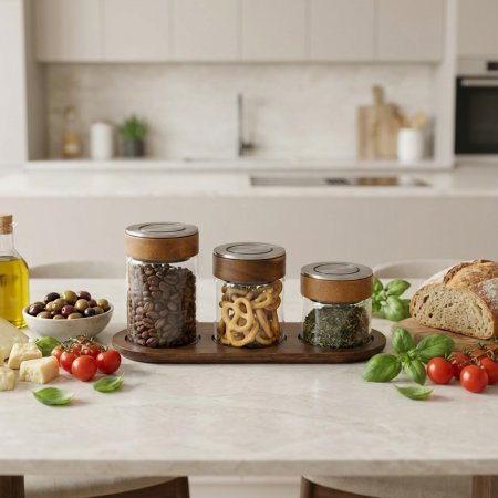 Multi Size Press Open Glass Storage Canisters