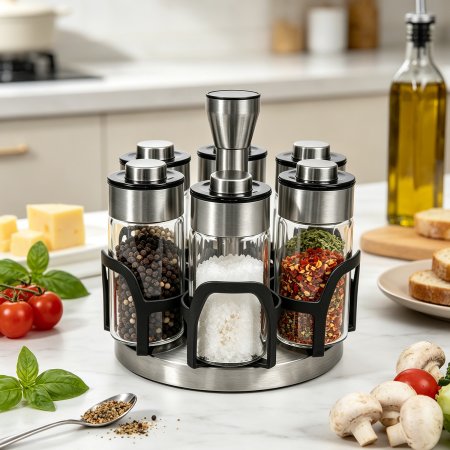 AELGA Floral Rotating 6 Jar Spice Set