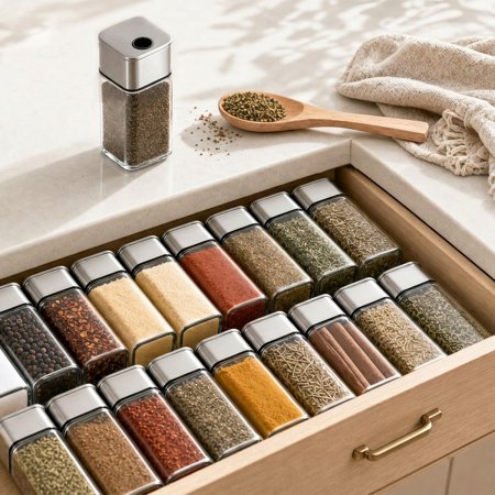 AELGA Square Modular Glass Spice Storage