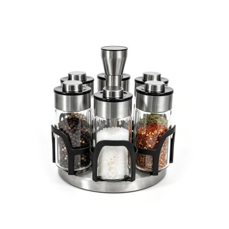 Six Jar Rotating Spice Caddy Symmetrical Floral Frame Wholesale Kitchen Set