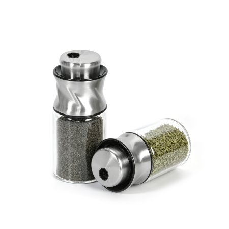 Art Twisted Metal Frame Seasoning Bottles Adjustable Flow Glass Spice Containers