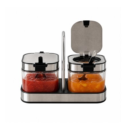 Internal Built In Spoon Slot Easy Reach Sugar Jam Coffee Creamer Scoop