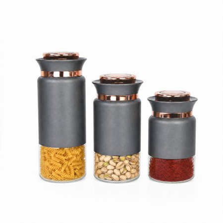 matte casing rose gold trim dancer shape food canister graduated capacity wholesale combo pack