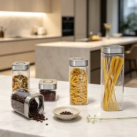 Multi Different Capacity Square Canisters Free Collocation Meet Various Storage Needs