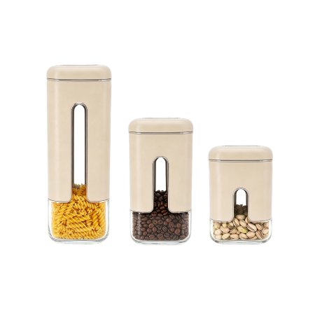 scratch resistant square lid metal rack kitchen canister set