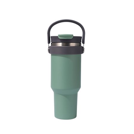  dual side two-way drinking stainless tumbler, silicone carry handle flip lid thermal mug, separate straw & straight sip travel cup, leakproof portable outdoor insulated water vessel, student commute hiking drinkware wholesale set