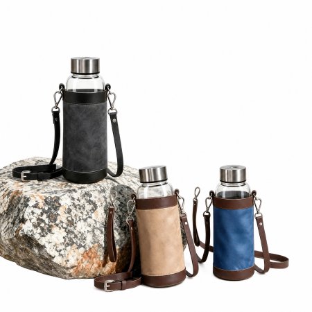  multi-color canvas leather glass bottle wholesale