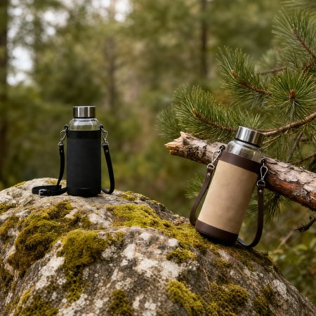 airtight stainless lid outdoor hiking glass drink vessel, shockproof fabric leather cup cover hydration container,