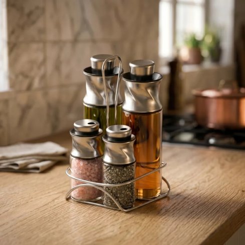 high-quality borosilicate or soda-lime glass and food-grade stainless steel