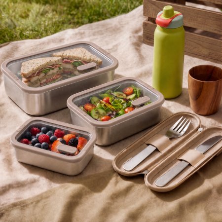 airtight silicone rim stainless steel meal container wholesale
