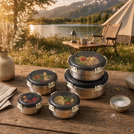  nested stackable retail food keeper, four buckle leakproof picnic meal container bulk wholesale