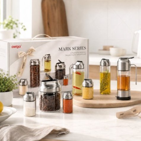 Borosilicate glass spice jars with stainless steel lids