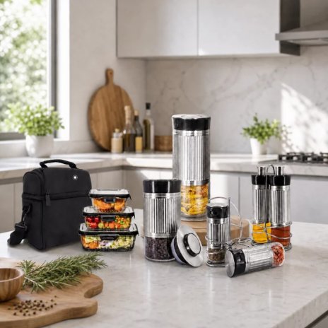 Adjustable glass spice jars for everyday kitchen seasoning