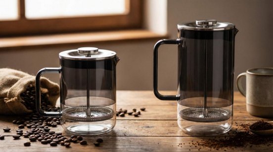 Smoky grey fluted glass jars displayed with coffee and pantry ingredients