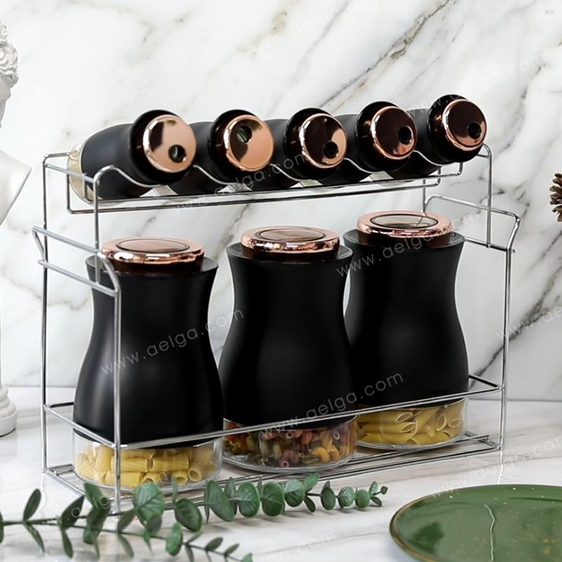Black and rose gold spice rack hotsell