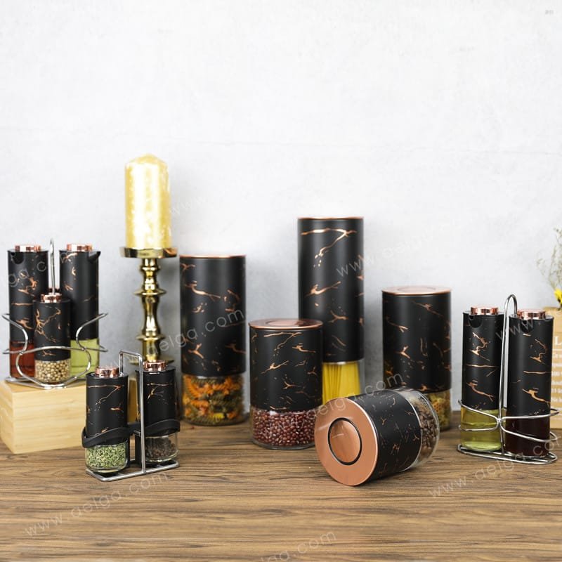 kitchen|marble|grainy|coat|storage|glass|stainless steel|containers